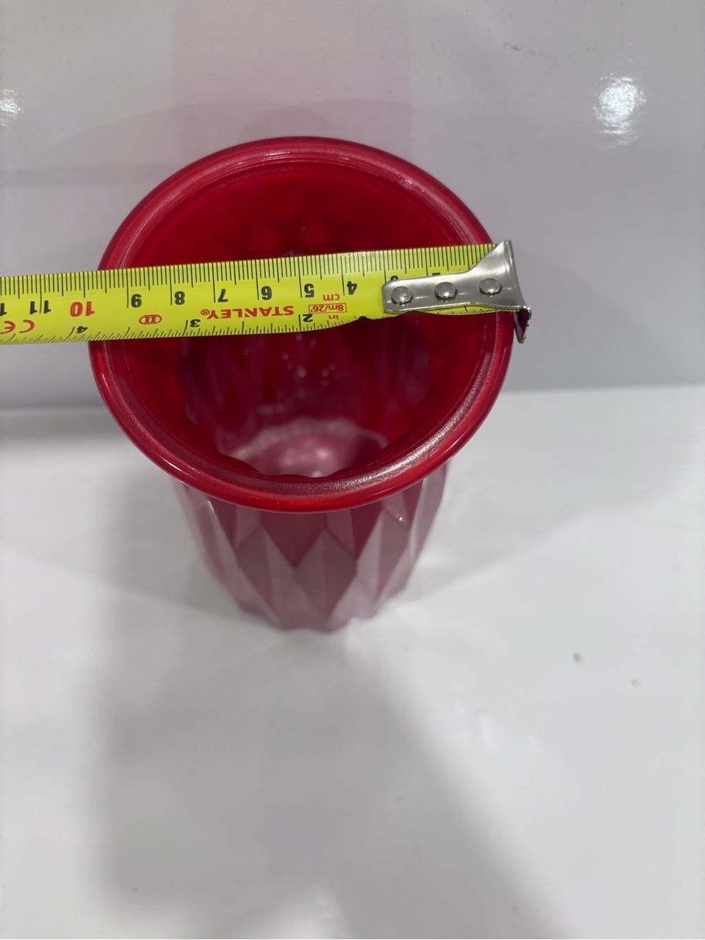 Red Vintage Art Deco Glass Vase 7 3/4” - Picture 7 of 7